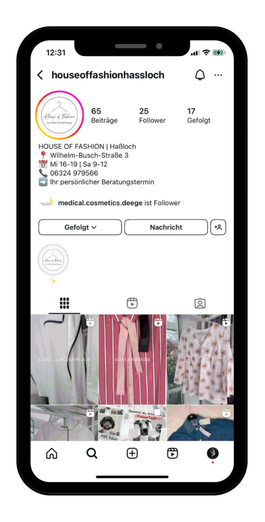 Screenshot Instagram auf Smartphone
